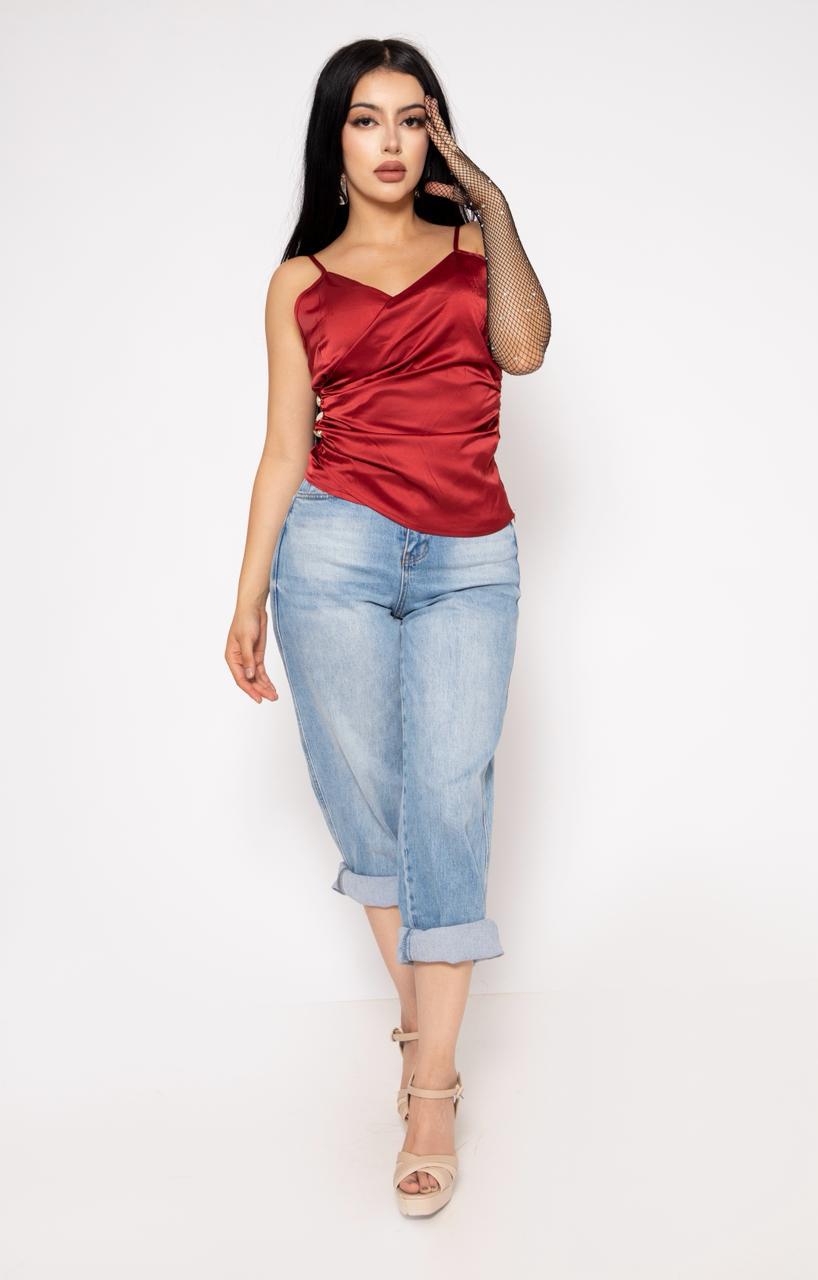 Top Satin Tirantes Con Pliegue Al Costado | ZAIVA