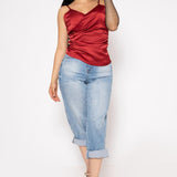 Top Satin Tirantes Con Pliegue Al Costado | ZAIVA