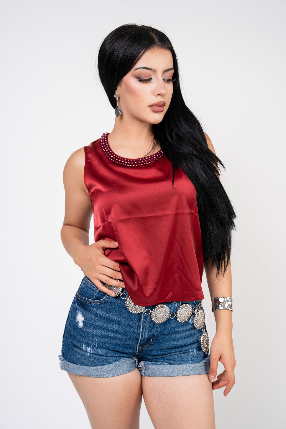 Blusa Satinada color Vino | ZAIVA
