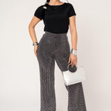 Pantalon De Vestir Stretch Con Aplicacion De Brillos | ZAIVA
