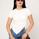 Blusa Basica Asimetrica color Blanco | ZAIVA