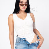 Bodysuit Drapeado Stretch color Blanco | ZAIVA