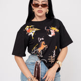 Playera Estampada Con Estoperol De Piedra color Negro | ZAIVA