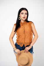 Blusa Stretch Encaje color Chedron | ZAIVA