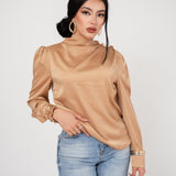 BLUSA MANDARIN NECK SATÍNADA/ DA6459