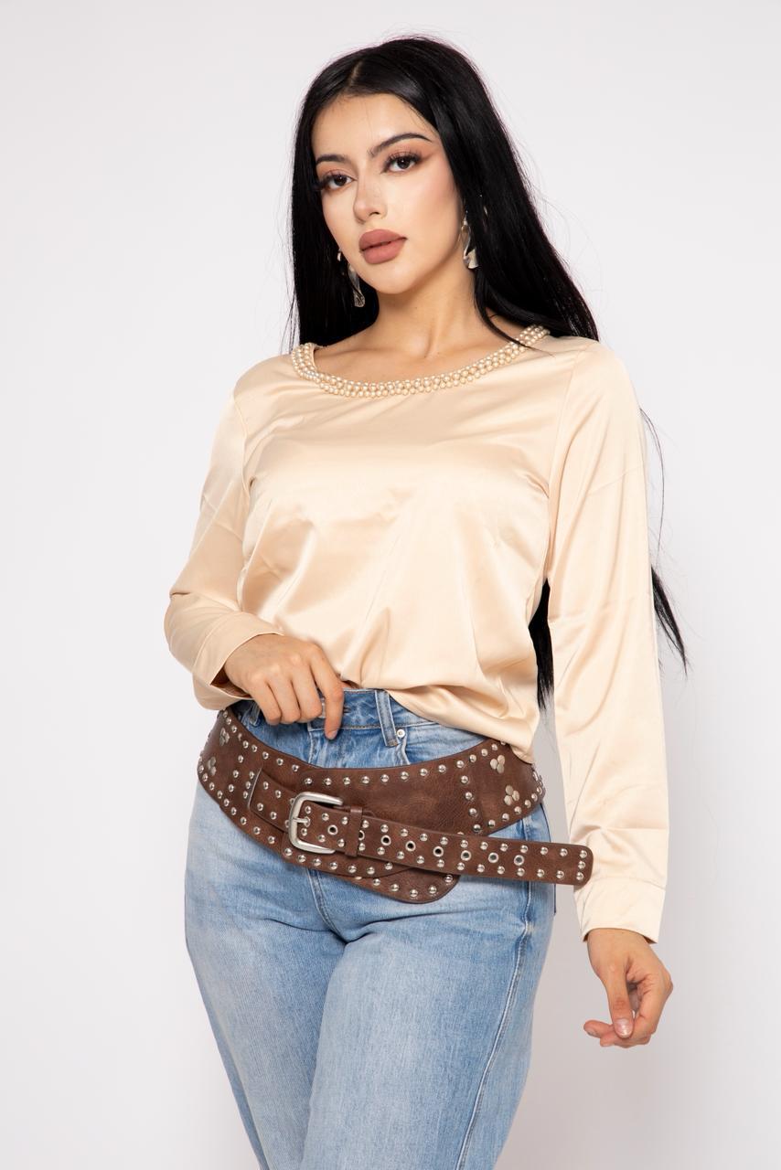 Blusa Pullover Satén color Beige | ZAIVA