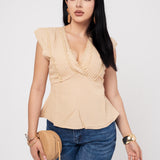 Blusa Casual Encaje color Beige | ZAIVA