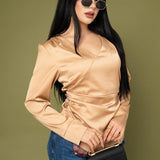Blusa Vneck Crossed Satín por mayoreo — ZAIVA (vista 5)