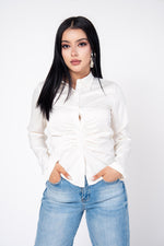 Camisera Satinada Plisada color Blanco | ZAIVA