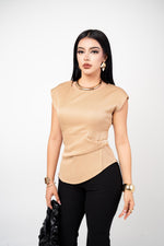 Blusa Elegante Manga Muscle Tee color Beige | ZAIVA