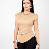 Blusa Elegante Manga Muscle Tee color Beige | ZAIVA