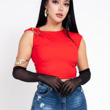 Crop Top Stretch Con Hebilla color Rojo | ZAIVA