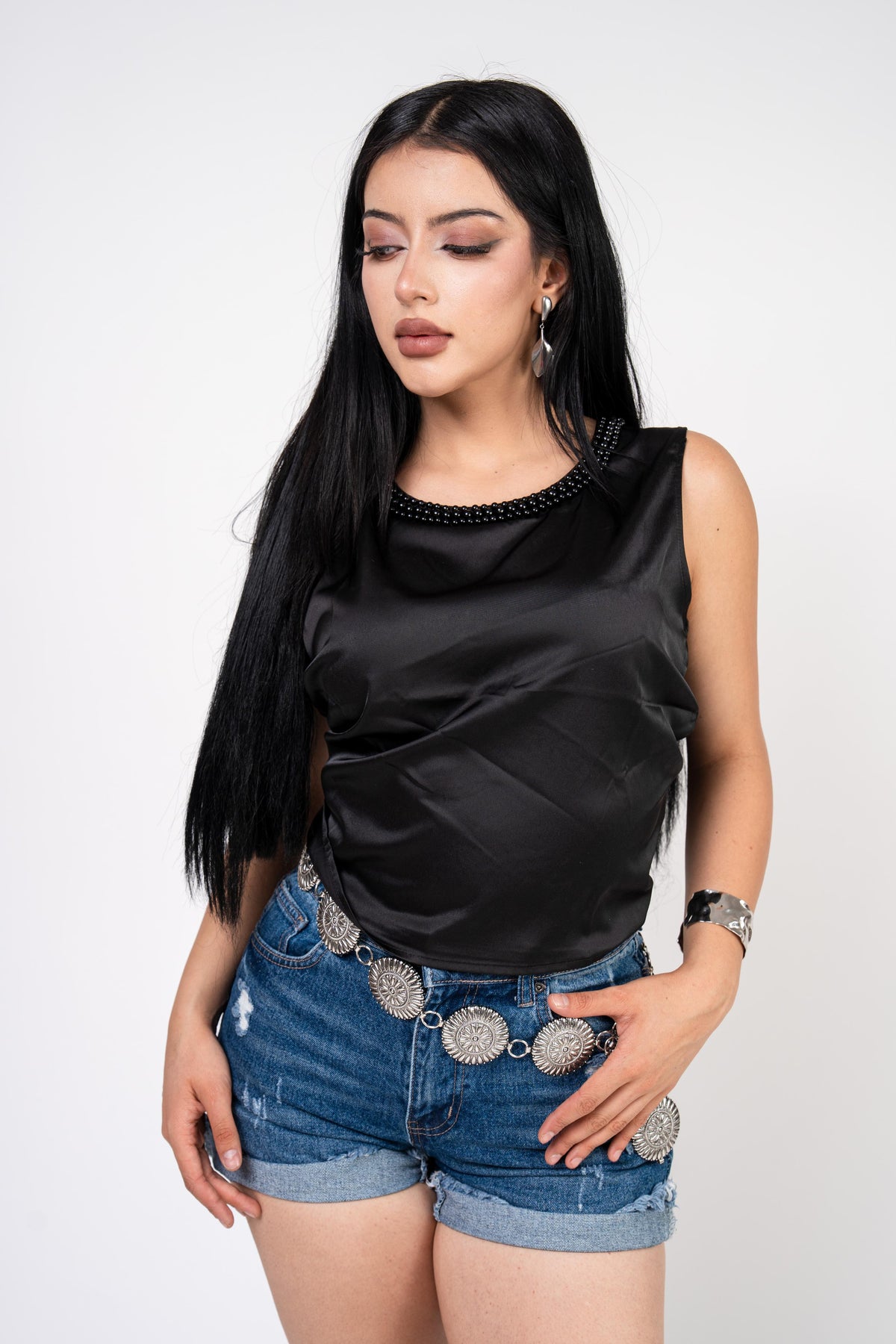 Blusa Satinada color Negro | ZAIVA