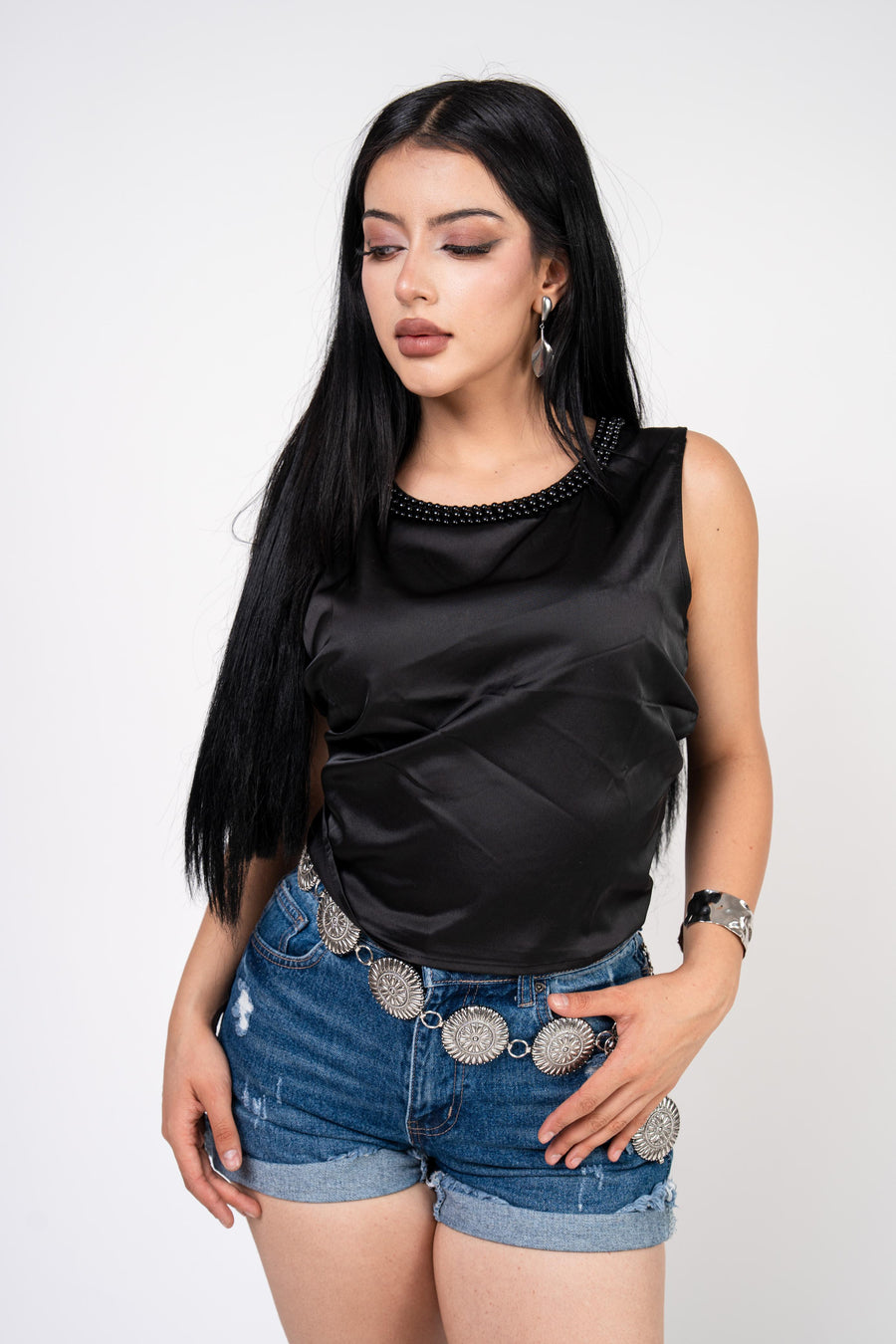 Blusa Satin · foto 1 · Blusa Satinada color Negro | ZAIVA