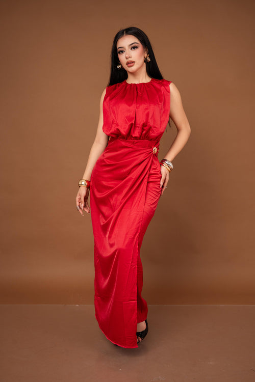Vestido Columna Drapped