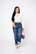 Blusa High Neck Satinada por mayoreo — ZAIVA
