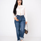 Blusa High Neck Satinada por mayoreo — ZAIVA