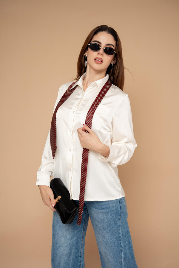 Camisera Satin Classic en crudo