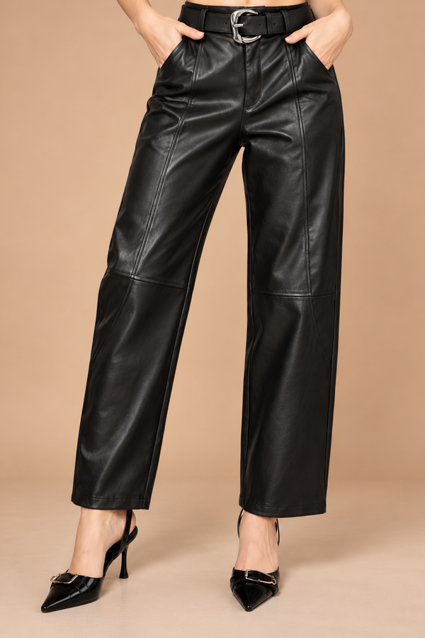 Pantalón Wide Leg Vinil en negro