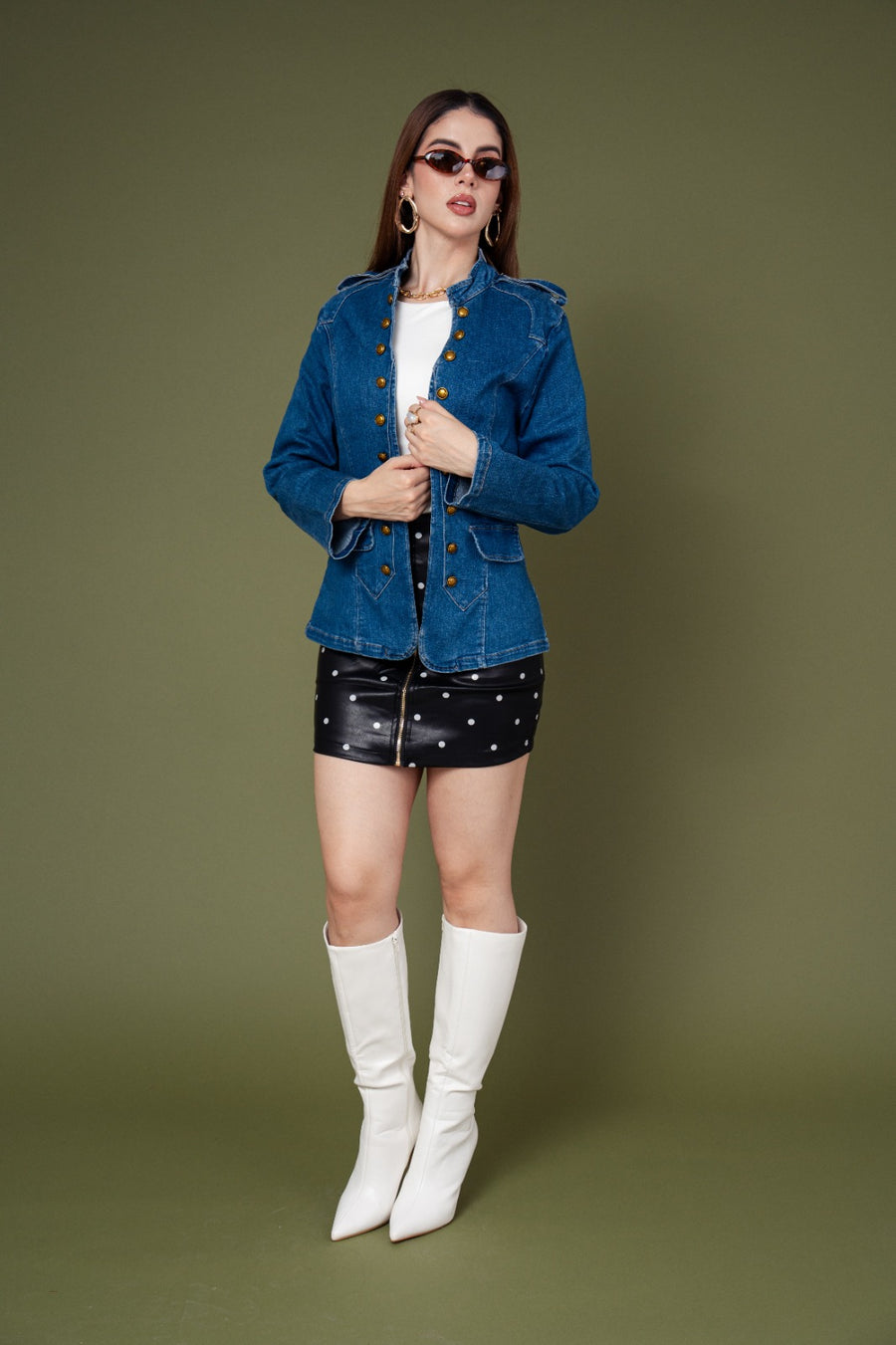 Chaqueta Denim Napoleon Premium Con Botones Dorados · foto 3