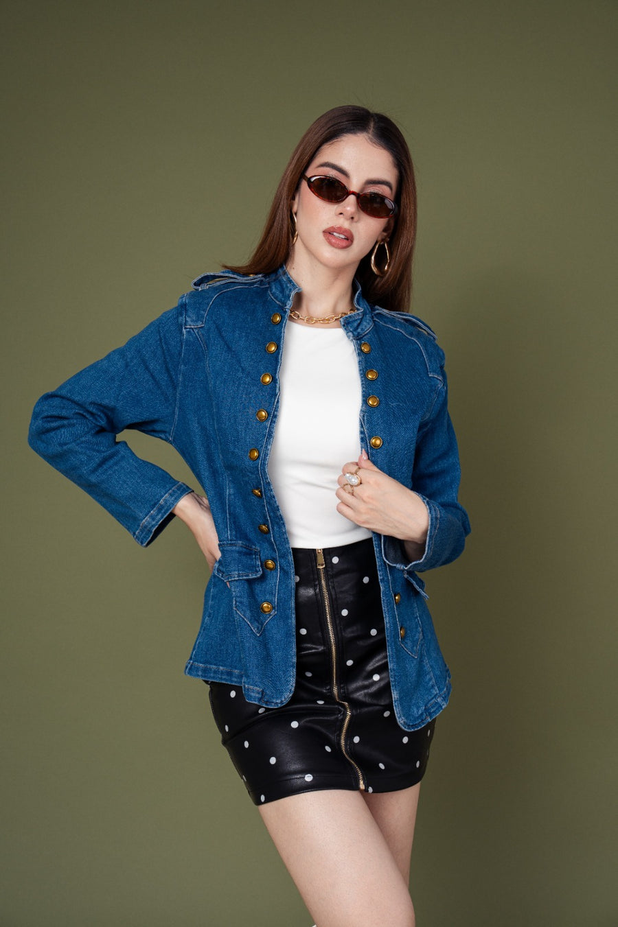 Chaqueta Denim Napoleon Premium Con Botones Dorados · foto 2