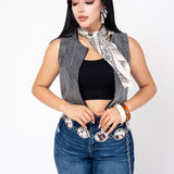 Chaleco Stretch Corto Con Pedreria color Plata | ZAIVA