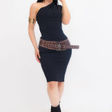 Vestido Boycon Asimetrico color Negro | ZAIVA