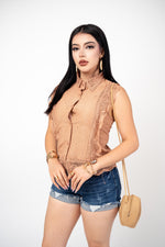 Blusa Stretch Encaje color Beige | ZAIVA