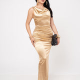 Vestido Satinado Gala color Dorado | ZAIVA