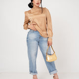BLUSA MANDARIN NECK SATÍNADA/ DA6459