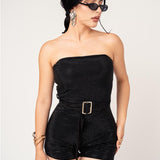 Jumpsuit Brillos De Strech Con Cinto color Negro | ZAIVA
