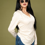 Blusa Vneck Crossed Satín por mayoreo — ZAIVA (vista 3)