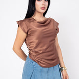 Blusa Cuello Cowl color Cafe | ZAIVA