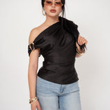 Blusa Roman Shoulder Satín por mayoreo — ZAIVA (vista 7)
