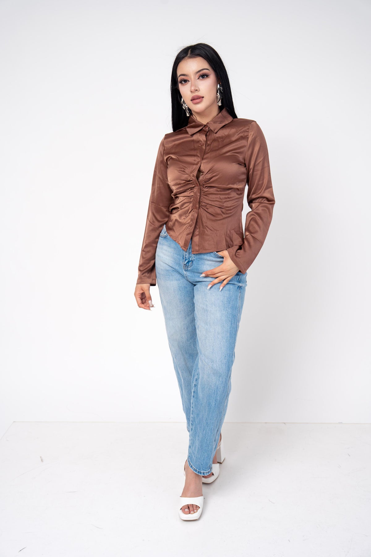 Camisera Satinada Plisada | ZAIVA