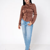 Camisera Satinada Plisada | ZAIVA