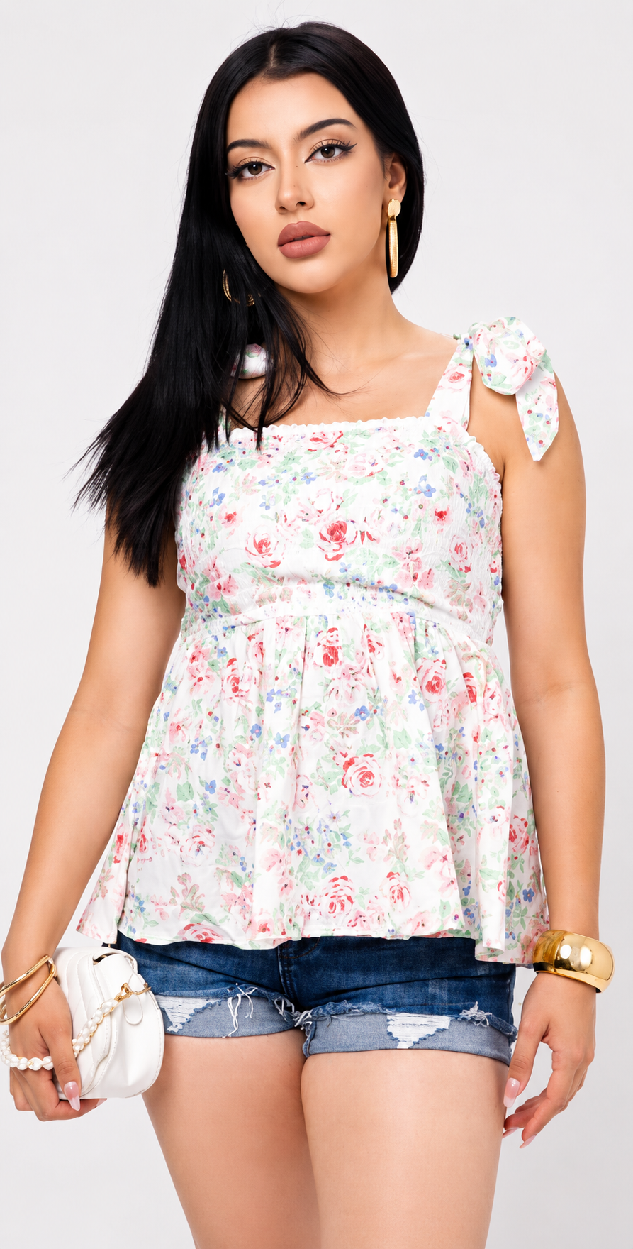 Blusa Peplum Fresh color Verde/Rosa | ZAIVA