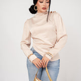 BLUSA MANDARIN NECK SATÍNADA/ DA6459