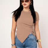 Blusa Basica Asimetrica color Moka | ZAIVA