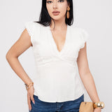 Blusa Casual Encaje color Perla | ZAIVA