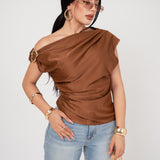 Blusa Roman Shoulder Satín por mayoreo — ZAIVA