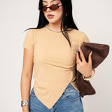 Blusa Basica Asimetrica color Beige | ZAIVA