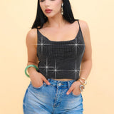 Top Brillos Mesh color Negro | ZAIVA
