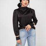 BLUSA MANDARIN NECK SATÍNADA/ DA6459