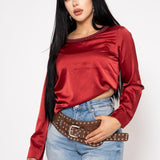 Blusa Pullover Satén color Rojo | ZAIVA