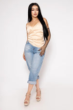 Top Satin Tirantes Con Pliegue Al Costado | ZAIVA