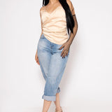 Top Satin Tirantes Con Pliegue Al Costado | ZAIVA
