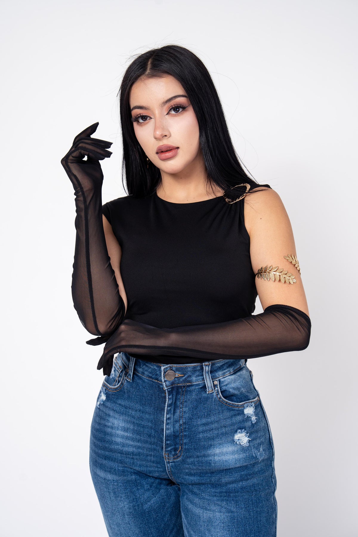 Crop Top Stretch Con Hebilla color Negro | ZAIVA
