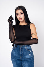 Crop Top Stretch Con Hebilla color Negro | ZAIVA