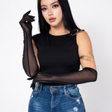 Crop Top Stretch Con Hebilla color Negro | ZAIVA